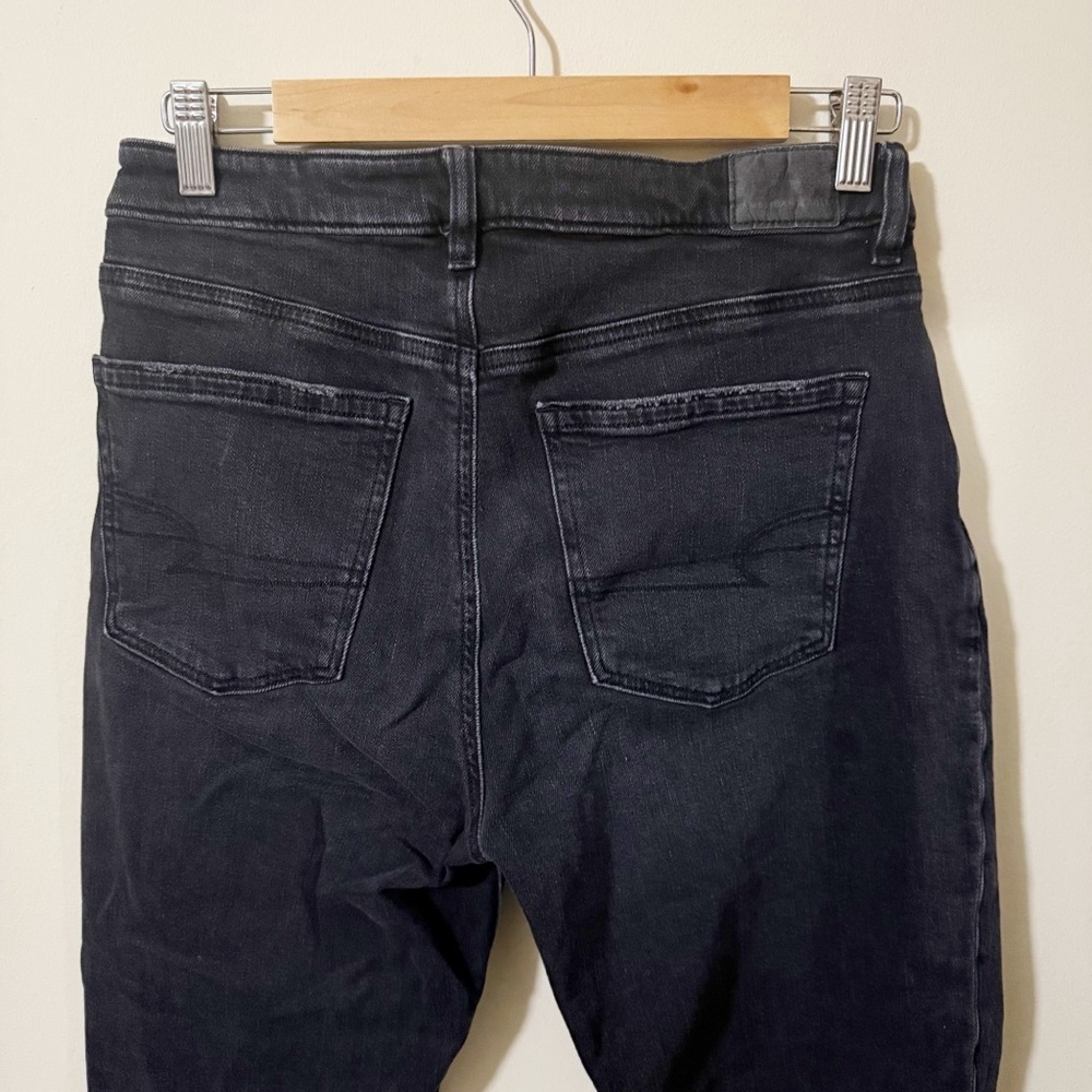 American Eagle Black Mom Jeans Distressed Size 6 Regular Denim - Picture 5 of 8